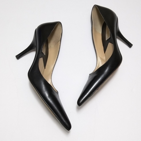 Michael Kors Shoes - Michael Kors Point Toe black leather heels size 5